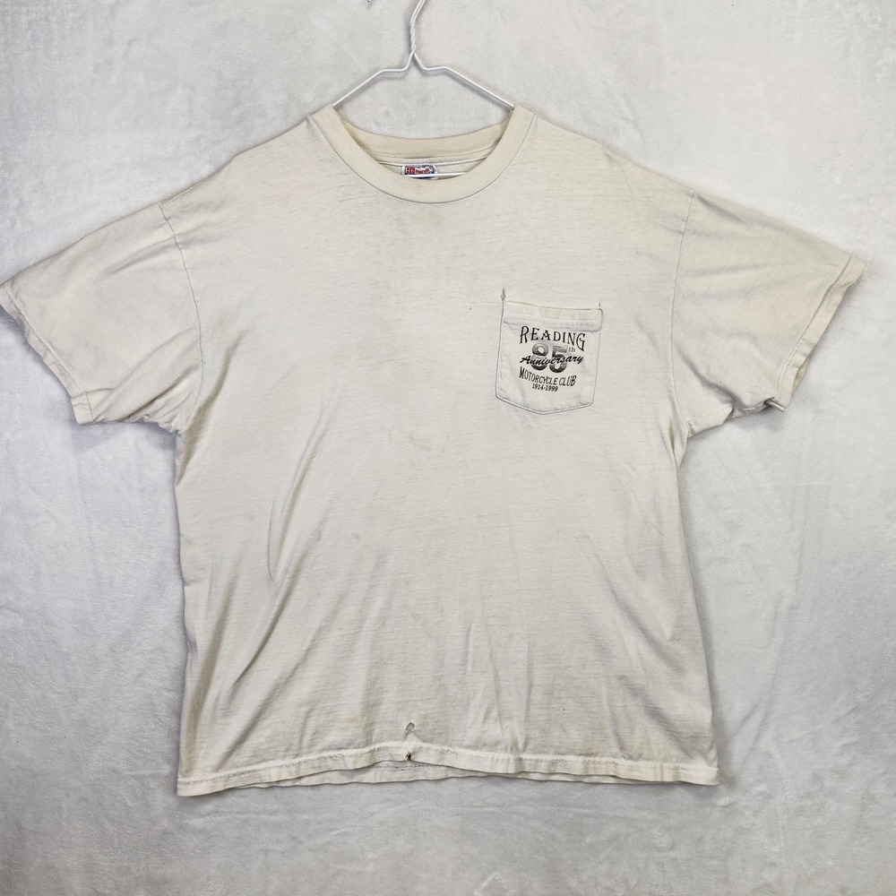 Vtg 1999 Reading Motorcycle Club Tee‎ XL 85th Anniv Thrashed USA Biker Graphic